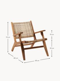 Loungefauteuil Noon, Frame: massief acaciahout, Acaciahout, B 68 x D 80 cm