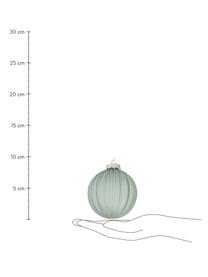 Handgefertigte Weihnachtskugeln Bente, 12er-Set, Salbeigrün, Nougat, Ø 8 x H 8 cm