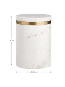 Boîte de rangement en marbre Maniu, Marbre, Marbre blanc, Ø 12 x haut. 16 cm