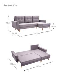 Sofa narożna z funkcją spania i miejscem do przechowywania Neo (4-osobowa), Tapicerka: 100% poliester, Jasny szary, S 230 x G 140 cm