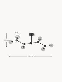 Grote plafondlamp Aurelia, Grijs, transparant, zwart, B 110 x H 32 cm