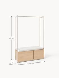 Holz-Garderobe Larsen, Korpus: Mitteldichte Holzfaserpla, Bezug: 100 % Polyester Der strap, Beige, helles Eichenholz, B 116 x H 180 cm