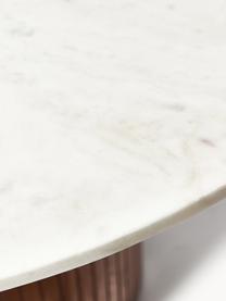 Mesa de comedor redonda con tablero de mármol Nelly, Ø 115 cm, Tablero: mármol, Patas: madera de mango, madera d, Mármol blanco, madera de mango oscura, Ø 115 cm