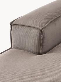 Diván sofá de pana Lennon, Tapizado: pana (92% poliéster, 8% p, Estructura: madera de pino maciza, ma, Patas: plástico Este producto es, Pana gris pardo, An 119 x F 180 cm, chaise longue derecha