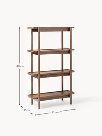 Houten wandkast Libby, Poten: massief gelakt eikenhout , Donker hout, B 91 x H 148 cm