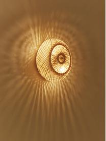 Design wandlamp Evelyn van bamboehout, naturel, Lampenkap: bamboe, Lichtbruin, goudkleurig, Ø 25 cm, D 10 cm