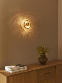Designové nástěnné svítidlo z bambusu Evelyn, Světle hnědá, zlatá, Ø 25 cm, H 10 cm