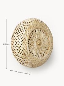 Design Wandleuchte Evelyn aus Bambus, naturbelassen, Lampenschirm: Bambus, Hellbraun, Goldfarben, Ø 25 cm, T 10 cm