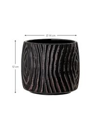 Cache-pot grès cérame Hena, Grès cérame, Noir, brun, Ø 14 x haut. 12 cm