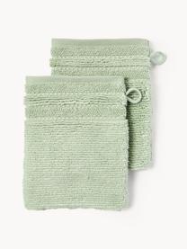 Guanti da bagno con bordo rigato Luxe 2 pz, Verde salvia, Guanti da bagno, Larg. 16 x Lung. 22 cm