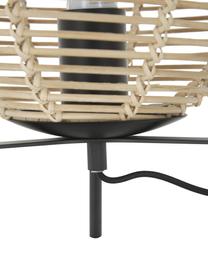 Lámpara de mesa de ratán Wasa, Pantalla: ratán, Cable: cubierto en tela, Beige, negro, Ø 26 x Al 38 cm