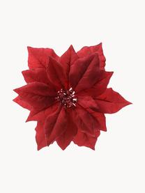 Adornos navideños Poinsettia, 2 uds., Poliéster, Rojo, Ø 24 x Al 7 cm