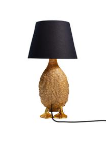 Große Design Tischlampe Duck, Lampenschirm: Baumwolle, Lampenfuß: Polyresin, Goldfarben, Schwarz, B 31 x H 58 cm