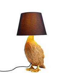 Große Design Tischlampe Duck, Lampenschirm: Baumwolle, Lampenfuß: Polyresin, Goldfarben, Schwarz, B 31 x H 58 cm