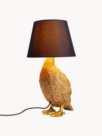 Grote design tafellamp Duck, Lampenkap: katoen, Lampvoet: polyresin, Goudkleurig, zwart, B 31 x H 58 cm