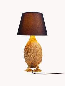 Grote design tafellamp Duck, Lampenkap: katoen, Lampvoet: polyresin, Goudkleurig, zwart, B 31 x H 58 cm