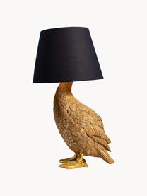 Große Design Tischlampe Duck, Lampenschirm: Baumwolle, Lampenfuß: Polyresin, Goldfarben, Schwarz, B 31 x H 58 cm