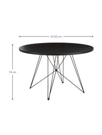 Runder Esstisch XZ3 mit Trestle Beinen, Tischplatte: Mitteldichte Holzfaserpla, Beine: Stahldraht, lackiert, Schwarz, Ø 120 x H 74 cm