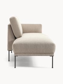 Chaise longue Fluente, Bekleding: 100% polyester. Met 35.00, Frame: massief grenenhout, Poten: gepoedercoat metaal Dit p, Geweven stof taupe, B 202 x D 85 cm, rugleuning links