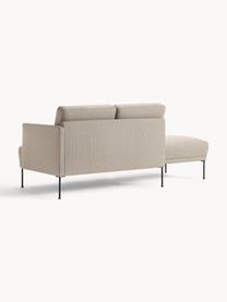 Chaise longue Fluente, Bekleding: 100% polyester. Met 35.00, Frame: massief grenenhout, Poten: gepoedercoat metaal Dit p, Geweven stof taupe, B 202 x D 85 cm, rugleuning links