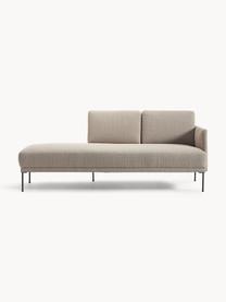 Chaise longue Fluente, Bekleding: 100% polyester. Met 35.00, Frame: massief grenenhout, Poten: gepoedercoat metaal Dit p, Geweven stof taupe, B 202 x D 85 cm, rugleuning links