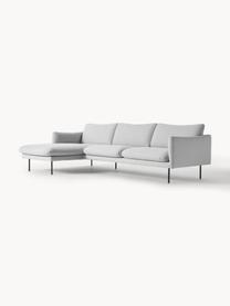 Ecksofa Moby, Bezug: Polyester Der hochwertige, Gestell: Massives Kiefernholz, Füße: Metall, pulverbeschichtet, Webstoff Hellgrau, B 280 x T 160 cm, Eckteil rechts