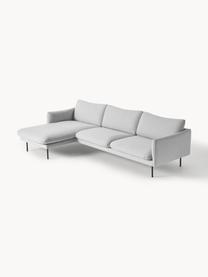 Ecksofa Moby, Bezug: Polyester Der hochwertige, Gestell: Massives Kiefernholz, Füße: Metall, pulverbeschichtet, Webstoff Hellgrau, B 280 x T 160 cm, Eckteil rechts