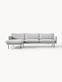 Ecksofa Moby, Bezug: Polyester Der hochwertige, Gestell: Massives Kiefernholz, Füße: Metall, pulverbeschichtet, Webstoff Hellgrau, B 280 x T 160 cm, Eckteil rechts