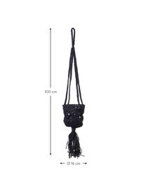 Malý macramé závěsný obal na květináč Belle, Bavlna, Černá, Ø 16 cm, V 100 cm