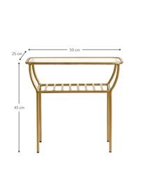 Stolik pomocniczy ze szklanym blatem Maeve, Blat: szkło, Stelaż: metal lakierowany, Odcienie mosiądzu, S 50 x W 45 cm