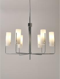 Grote hanglamp Vivian, Lampenkap: glas, Baldakijn: gecoat metaal, Zilverkleurig, Ø 65 x H 88 cm