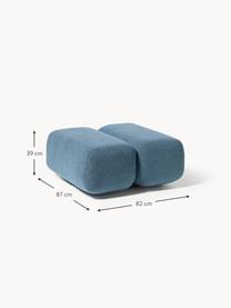 Tabouret en bouclette Caterpillar, Peluche gris-bleu, larg. 82 x haut. 39 cm