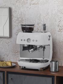 Kaffeemaschine 50's Style mit Siebträger, Aluminium-Druckguss, Edelstahl, Kunststoff, Weiß, glänzend, B 45 x H 50 cm