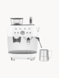 Kaffeemaschine 50's Style mit Siebträger, Aluminium-Druckguss, Edelstahl, Kunststoff, Weiß, glänzend, B 45 x H 50 cm