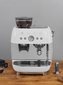 Kaffeemaschine 50's Style mit Siebträger, Aluminium-Druckguss, Edelstahl, Kunststoff, Weiß, glänzend, B 45 x H 50 cm