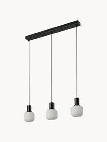 Lampada a sospensione cluster in vetro opale soffiato a bocca Milford Mini, Paralume: vetro opalino soffiato a , Bianco, nero, Larg. 52 x Alt. 14 cm