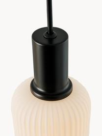 Lampa wisząca z dmuchanego szkła opalowego Milford Mini, Biały, czarny, S 52 x W 14 cm