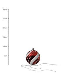 Breukvaste kerstballen Frosty, 12 stuks, Kunststof, Rood, wit, Ø 8 cm