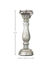 Candelabro Dundee, Vidrio, Plateado, Ø 12 x Al 31 cm