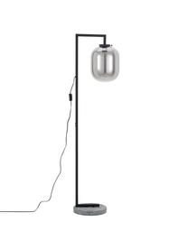 Lampa podłogowa z marmuru i szkła lustrzanego Leola, Stelaż: metal lakierowany, Odcienie chromu, czarny, S 38 x W 150 cm