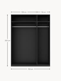 Armoire modulaire à portes battantes Simone, larg. 150 cm, plusieurs variantes, Aspect bois de noyer, noir, Premium Interior, larg. 150 x haut. 236 cm