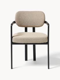 Buklé stolička s opierkami Adrien, Buklé béžová, čierna, Š 56 x H 56 cm