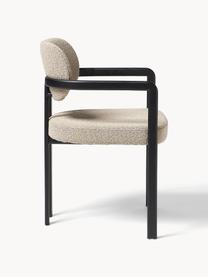 Bouclé fauteuil Adrien, Bekleding: bouclé (100% polyester) M, Poten: gecoat metaal, Bouclé beige, zwart, B 56 x D 56 cm