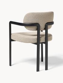 Sillón en tejido bouclé Adrien, Tapizado: tejido bouclé (100% polié, Patas: metal recubierto, Bouclé beige, negro, An 56 x F 56 cm