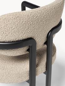 Sillón en tejido bouclé Adrien, Tapizado: tejido bouclé (100% polié, Patas: metal recubierto, Bouclé beige, negro, An 56 x F 56 cm