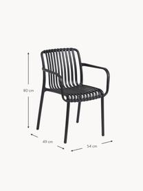 Chaise de jardin à accoudoirs Isabellini, Plastique, Noir, larg. 54 x prof. 49 cm