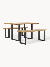Tavolo in legno di quercia Oliver, varie misure, Gambe: metallo verniciato a polv, Legno di quercia, nero, Larg. 140 x Prof. 90 cm