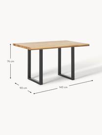 Jedálenský stôl z dubového dreva Oliver, rôzne veľkosti, Dubové drevo, ošetrené olejom, čierna, Š 140 x H 90 cm