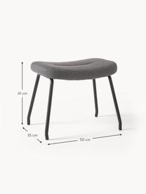 Sgabello imbottito con gambe in metallo Wing, Rivestimento: 93% poliestere, 5% cotone, Gambe: metallo rivestito, Tessuto grigio scuro, nero, Larg. 50 x Alt. 41 cm