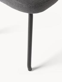 Čalúnená taburetka s kovovými nohami Wing, Tmavosivá, čierna, Š 50 x V 41 cm